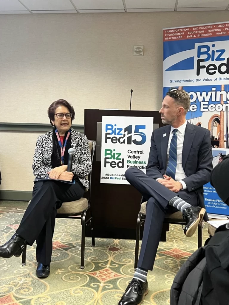 Clint Olivier leads the group in a discussion with Senator Anna Caballero during a Sacramento Day trip.